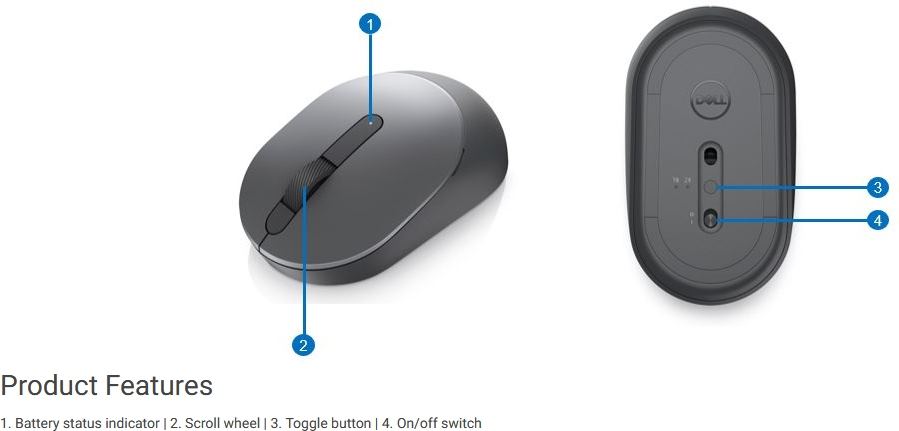 Dell Mobile Wireless Mouse MS3320W - view 4