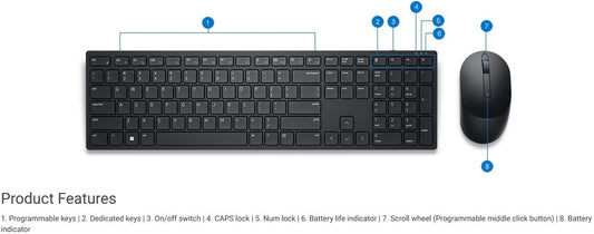 Dell Wireless Keyboard And Mouse KM3322W Qwerty 3YEAR - view 2