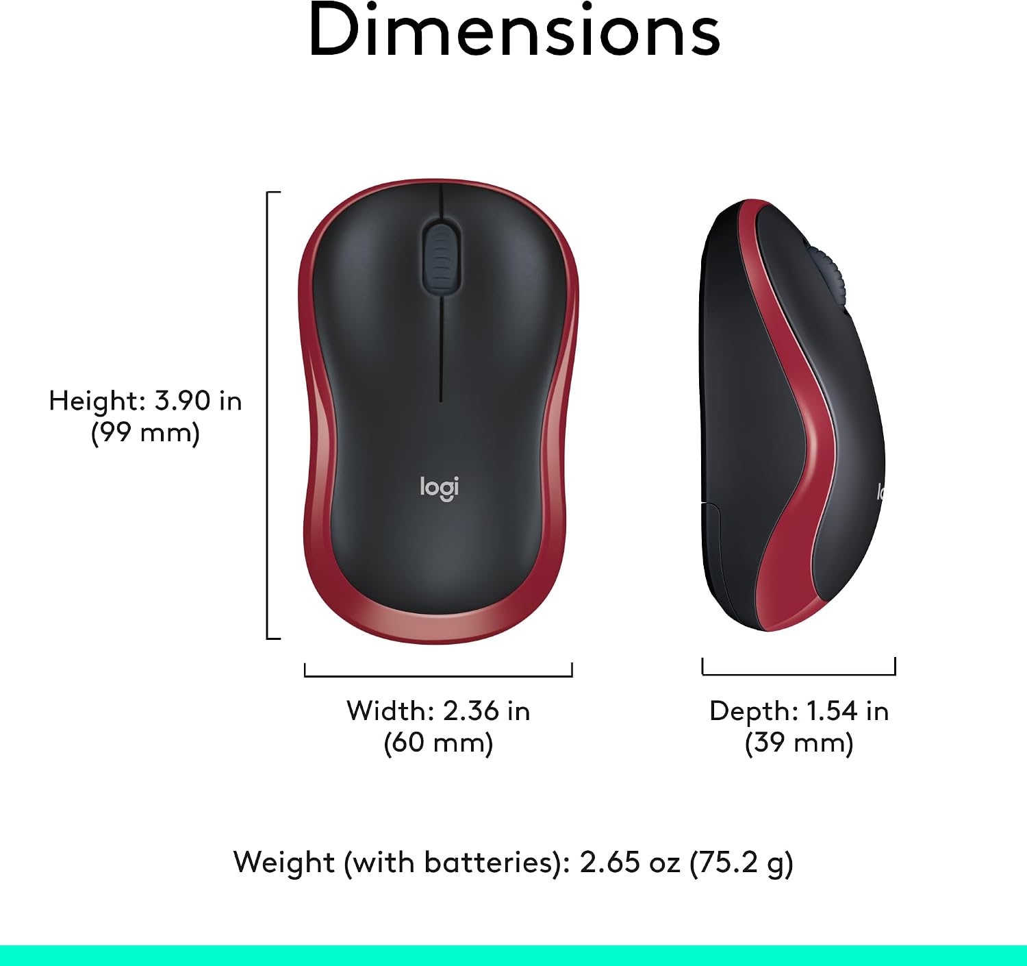 Logitech M185 - Wireless Mouse - Red