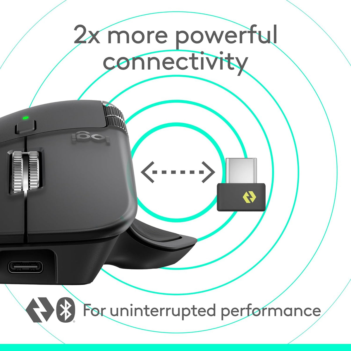 Logitech MX Master 4 – Wireless Mouse, Bluetooth – Silent – Graphite - Horizontal scroll wheel – Haptic feedback – Logi Bolt Receiver