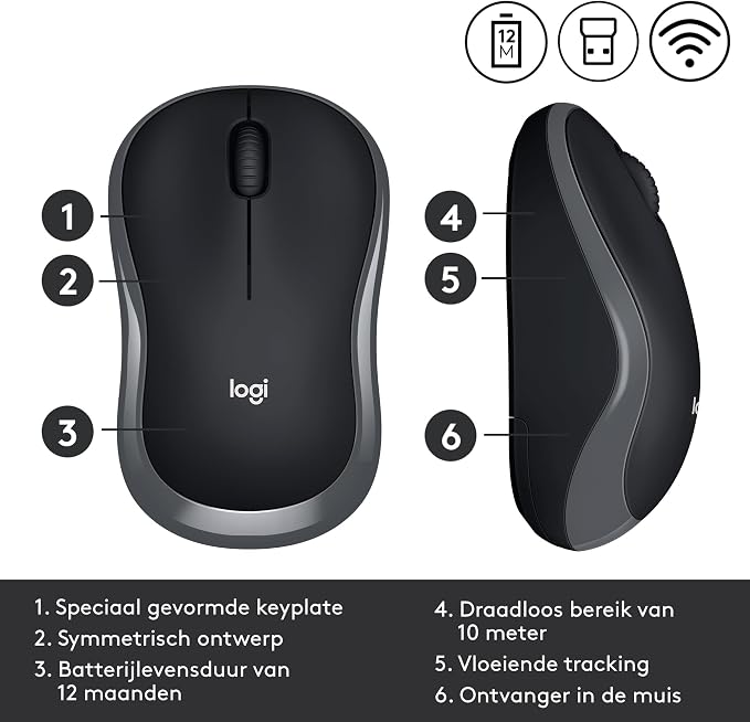Logitech M185 - Wireless Mouse - Swift Grey